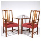 Lot 149  |  PAIR LIMBERT EBON-OAK ARMCHAIRS  |  Grand Rapids, MI, c. 1912, Charles Limbert armchairs