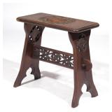 Lot 151  |  RARE TRYON TOYMAKERS CARVED GOTHIC BENCH  |  Tryon, North Carolina, 20th century, brande