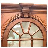 glazed door, over a lower paneled cabinet door interior with fixed shelves, white painted interior h