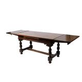 7th/18th century and later, of rectangular shape with pull-out ends, on turned legs joined by an H s