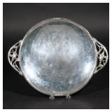 Lot 194  |  LILY OF THE VALLEY STERLING TRAY  |  Having openwork lily of the valley handles, with ma
