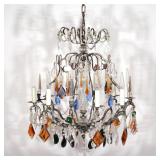 Lot 241  |  PILUTTI LUIGI COLORFUL CHANDELIER  |  Having eight lights with three tiers of Bohemian c