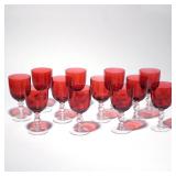 Lot 242  |  (12PC) WILLIAM YEOWARD CRYSTAL WINE GLASSES  |  "Scarlet" or ruby-colored wine glasses w