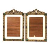 Lot 248  |  PAIR AUSTRIAN JEWELED EASEL FRAMES  |  An extensively decorated pair of brass bohemian f