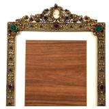 brass bohemian frames with a filigree border of oval cut stones and pearls, with corners and station
