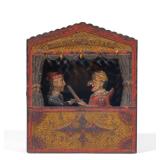 Lot 287  |  PUNCH AND JUDY MECHANICAL BANK  |  Buffalo, NY cast iron mechanical bank with small lett