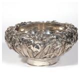 Lot 325  |  JAPANESE KUHN & KOMOR STERLING FOOTED CENTER BOWL  |  Hammered sterling silver with over