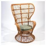 Lot 363  |  "EMMANUELLE" WICKER PEACOCK CHAIR  |  With a later green upholstered cushion h. 47 w. 28