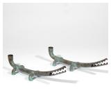 Lot 366  |  (2PC) JONATHAN BONNER (AMERICAN, B. 1947)  |  Pair alligator candlesticks Patinated copp
