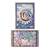 Lot 401  |  (2PC) ABSTRACT QUILTS  |  Colorful quilts measuring 5 ft. 3 in. x 7 ft. 9 in. and 5 ft. 