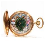 14K HUNTER CASED AUTOMATON WATCH | Quarter repeating, 30 jewel movement #1852, repeat activated by s