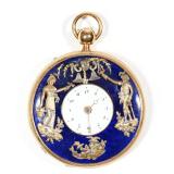 18K QUARTER REPEATER WITH AUTOMATA POCKET WATCH | Verge fusee movement, repeater activated by depres