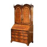 QUEEN ANNE INLAID WALNUT SECRETARY BOOKCASE | English, early 18th century, upper structure with doub