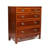 EARLY 19TH C. ENGLISH SHERATON CHEST OF SMALL SIZE | Five drawer chest having satinwood and checkerb