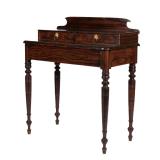 19TH C. AMERICAN GRAIN PAINTED DRESSING TABLE | Having backboard, over superstructure with two drawe