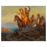 JALAL GHARBI (TUNISIAN/ AMERICAN, 1920-2005) | The Cheif With Two Braves Oil on canvas Signed lower 