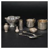 (9PC) AMERICAN STERLING SILVER FLAT & HOLLOWARE | Including a pair of Gorham "Bird Nest" pattern fla