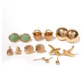 14K GOLD NANTUCKET BASKET & OTHER EARRINGS | Including a pair of nantucket basket form stud earrings