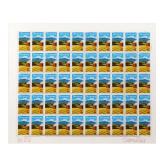 SABRA FIELD (B. 1935), SHEET OF VERMONT STAMPS | A sheet of 50 Vermont Bicentennial stamps of Field