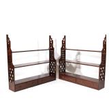 PAIR ENGLISH REGENCY WALL SHELVES | With three open shelves over two drawers with ring pulls h. 41 w