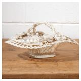 BELLEEK PARIAN WARE BASKET | Circa 1920, with lustre finish and applied chrysanthemums, roses and le