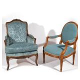 (2PC) 19TH & 20TH CENTURY FRENCH CHAIRS | Including a 19th century Louis XV-style carved bergere wit