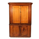 PINE CORNER CABNET | Of two-piece construction h. 77 w. 53 d. 28 in. 