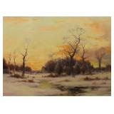 GUSTAVE WIEGAND (AMERICAN, 1870-1957) | Waning Winter. Oil on canvas. h. 14 w. 20 in. Signed lower l