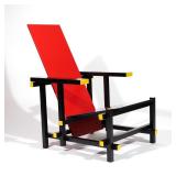 GERRIT THOMAS RIETVELD (1888-1964) CHAIR | In red, black, and yellow paint. h. 34-1/2 w. 25-3/4 d. 3