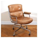 EAMES FOR HERMAN MILLER | Time-Life executive office chair, with light brown leather upholstery.
