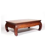 FINELY CARVED CHINESE KANG TABLE | 19th century, Huanghuali or similar fruitwood, of rectangular sha