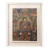 TIBETAN THANGKA OF PADMASAMBHAVA, 18TH CENTURY | Padmasambhava and attendants Opaque pigments on fab