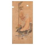 ATTRIBUTED TO QIU YING (CHINESE, C. 1494-1552) | Shou Lou with staff. Ink on silk. h. 40 w. 16 in. I