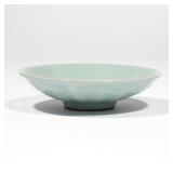 CHINESE LONGQUAN CELADON SAUCER | Song dynasty (960-1279), shallow bowl with slightly lobed 