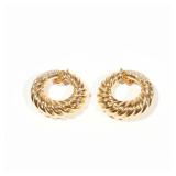 PAIR VAN CLEEF & ARPELS 18K GOLD EARRINGS | Circa 1970, hoops of twist tapering design (Paire de Cre