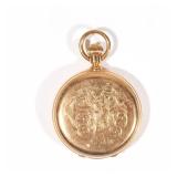 TIFFANY & CO. 18K GOLD HUNTER CASE POCKET WATCH | 18k yellow gold, the case monogrammed on one side 