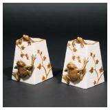 PAIR ROYAL WORCESTER FROG VASES | Late 19th century, tapered vases with brown frogs and gilt ivy, wi