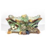 PALISSY WARE-STYLE JARDINIERE | 19th century, showing slithering snake moving towards bird