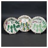 (3PC) CHELSEA PORCELAIN BOTANICAL DISHES | "Hans Sloane-style," c. 1800, one with gold anchor mark, 