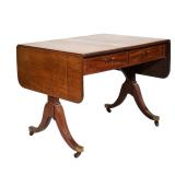 REGENCY SOLID WALNUT SOFA TABLE | Early 19th century, having single solid walnut top with drop sides