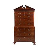GEORGE III MAHOGANY TALL CHEST | Late 18th / early 19th century, having three-piece construction, br