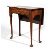 QUEEN ANNE SINGLE LEAF DROP SIDE TABLE | 19th century, single frieze drawer, straight cabriole legs 