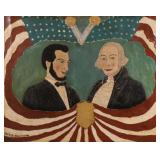 WALTER ELLISON (AMERICAN, 1900-1977) | Lincoln and Washington. Oil and house paint on canvas. h. 19-