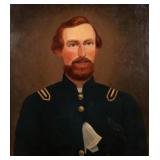 19TH CENTURY CIVIL WAR FOLK ART PAINTING | Half Portrait of Union Soldier. Oil on canvas. h. 22-1/2 