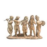 CLASSICAL GARDEN SCULPTURE, 20TH CENTURY | Five Putti Musicians. Bronze. h. 32 w. 70 d. 15 in. No ap