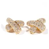 PAIR DIAMOND & 18K "X" EARRINGS BY FRED | Fred (Joaillier) of Paris, designed as a pave-set diamond 
