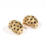 FRED (JOAILLIER) OF PARIS 18K EARRINGS | Black Leopard spot enamel, helmet-shape 18k yellow gold ear