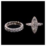 (2PC) PLATINUM & DIAMOND ENGAGEMENT RING & BAND | Comprising a marquise-shaped engagement ring compo