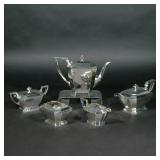 (5PC) TRAUB BROS & CO. STERLING TEA & COFFEE SET | Comprising a coffee pot, teapot, open waste bowl,