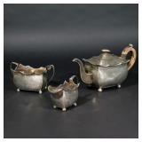 (3PC) JOHN KEENE IRISH SILVER REGENCY TEA SERVICE | C. 1833-4, including a teapot with wooden handle